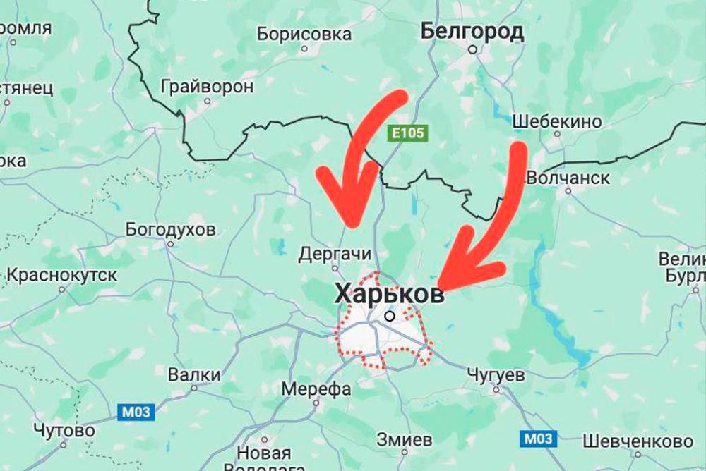 Карта наступления ВС РФ на Харьков
