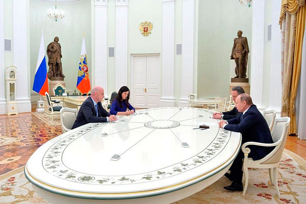 Встреча Путина с Джанни Инфантино и Виталием Мутко