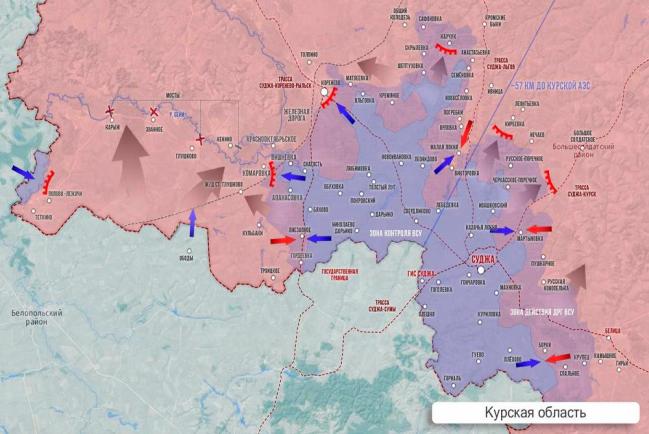 Карта боёв в Курской области