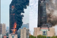 В Китае сгорел небоскреб China Telecom: внутри находились люди