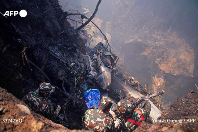 Место катастрофы самолёта в Непале