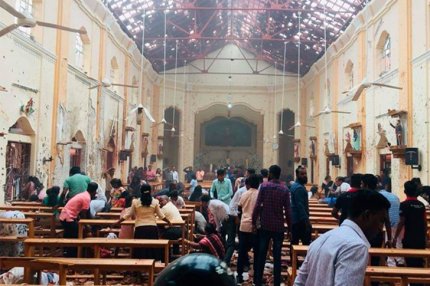 Взрыв в церкви на Шри-Ланке, все стены здания повреждены осколками