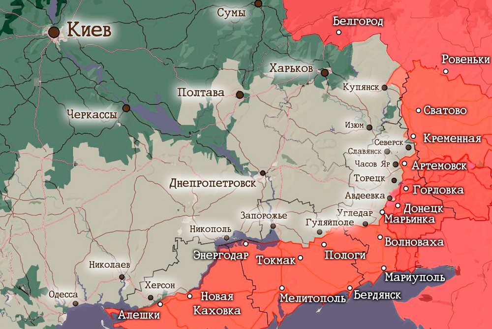 Карта боевых действий на Украине