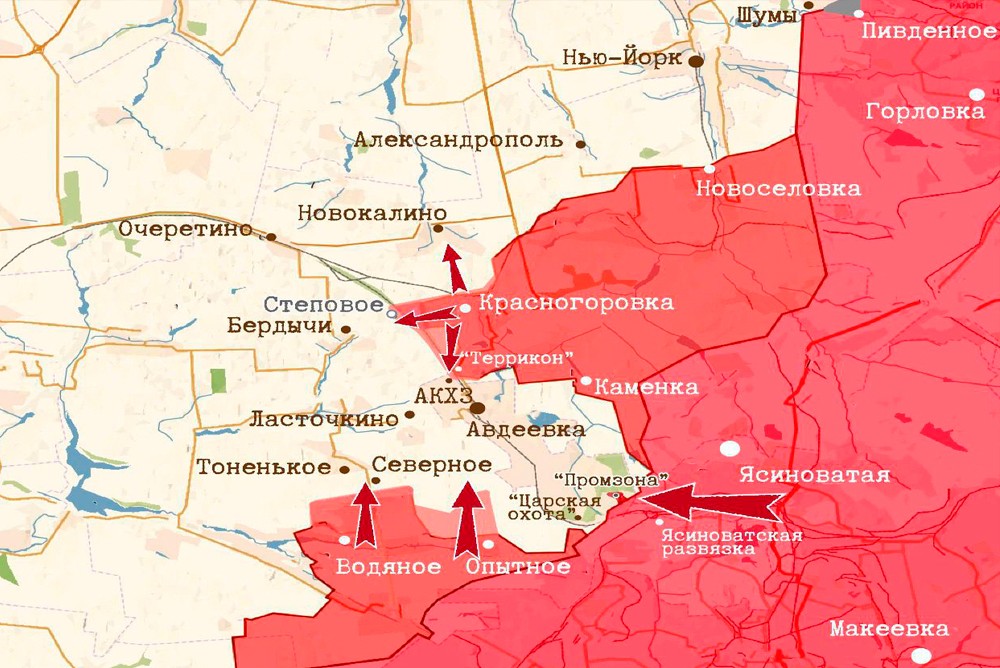 Карта боевых действий на Авдеевском направлении 