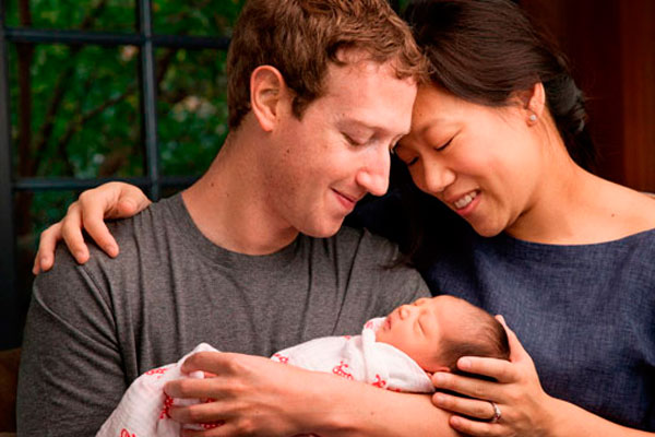 Марк Цукерберг c супругой Присциллой Чан и дочерью Макс.