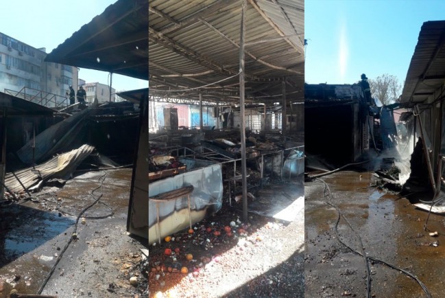 Последствия пожара на рынке в Геленджике