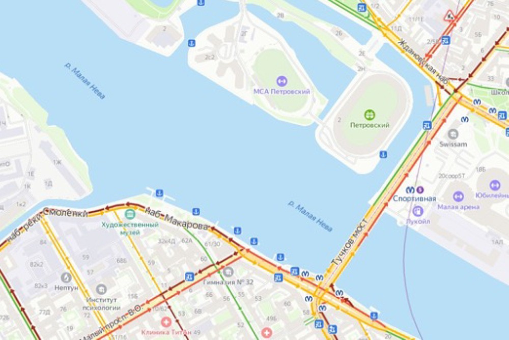 Карта объезда Биржевого моста