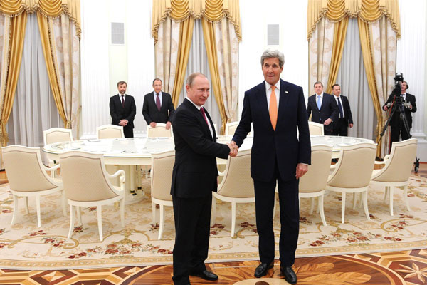 Встреча в Кремле Владимира Путина с госсекретарём США Джоном Керри.