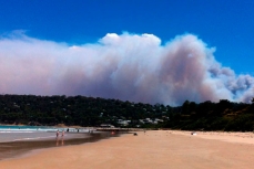 Лесной пожар на побережье штата Виктория.