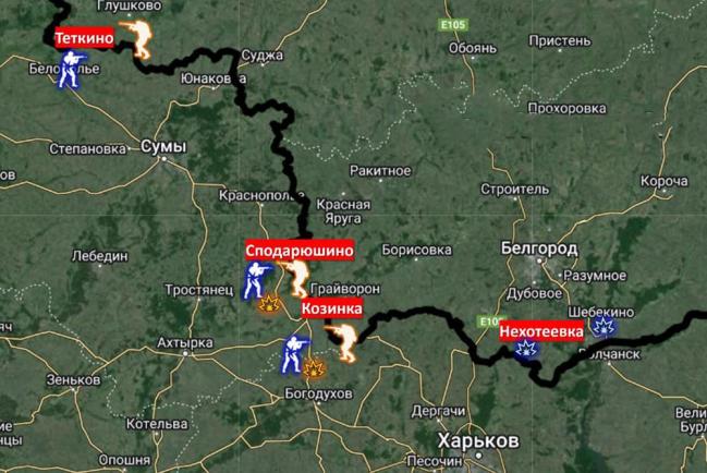 Карта боестолкновений на границе с Украиной