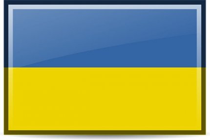 Абрис Украины на фоне государственного флага.
