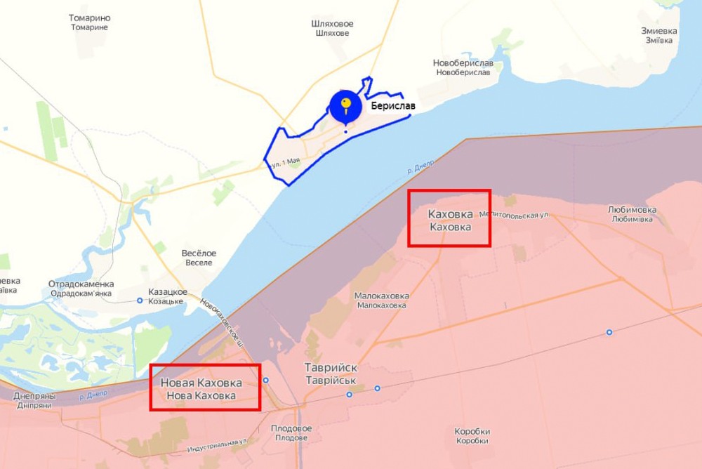 Карта форсирования Днепра ВСУ в Херсонской области