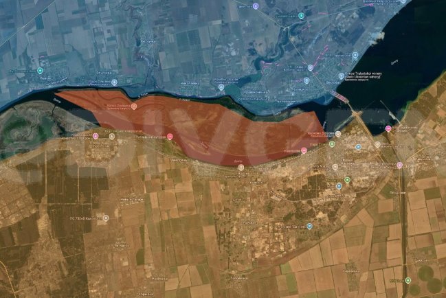 Карта Днепра у Новой Каховки в Херсонской области