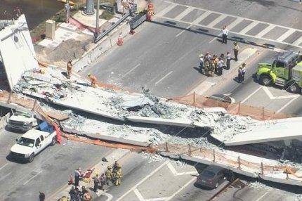 Обрушение моста в Майами