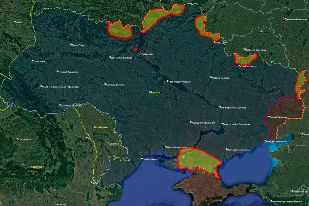 Карта продвижения российских войск на Украине за 24 февраля