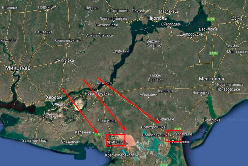 Карта контроля Украины над дорогами ведущими в Крым