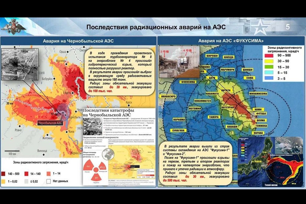 Карта радиоактивного заражения при аварии на Чернобыльской АЭС