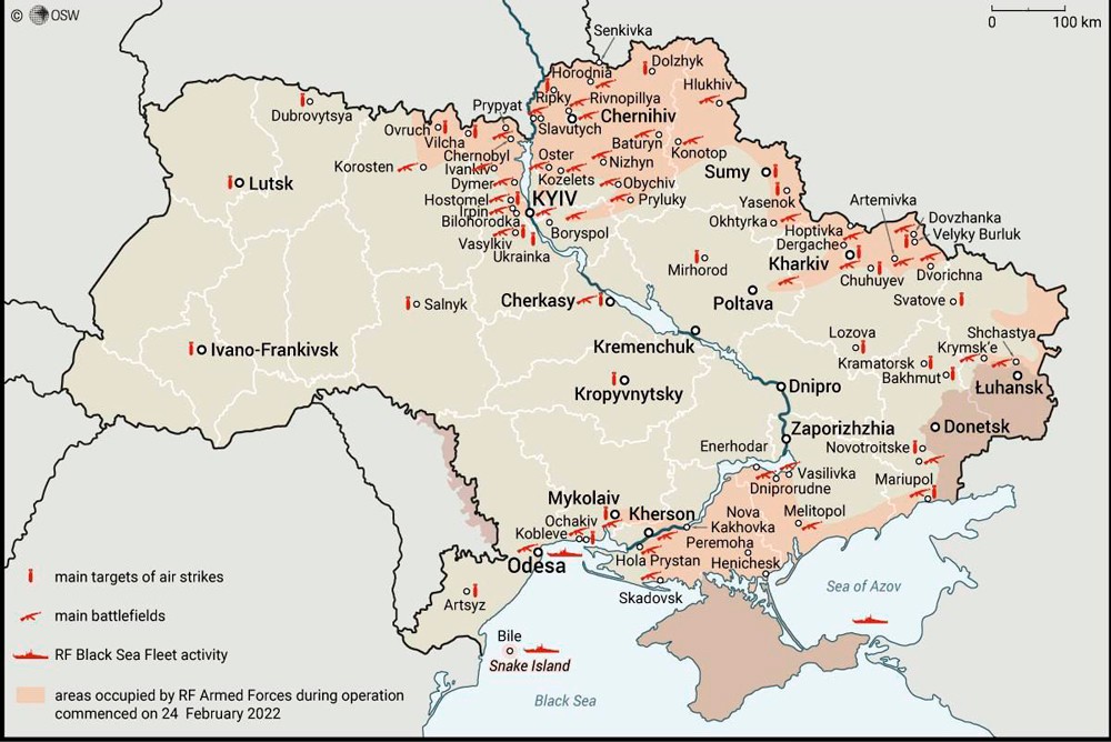 Карта украины с областями под контролем россии с городами