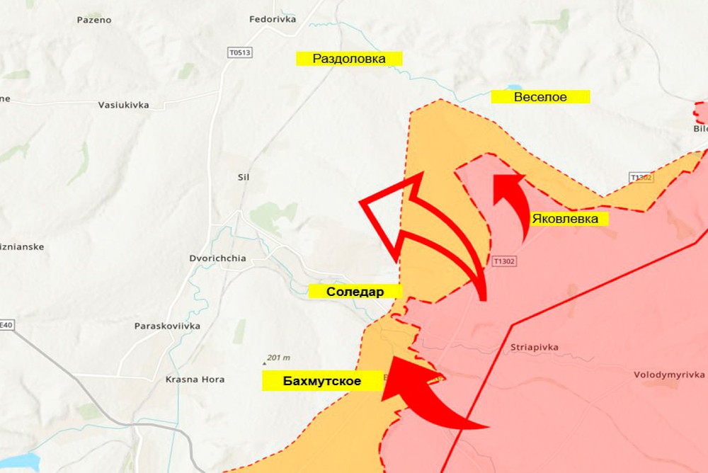 Соледар карта военных действий на сегодня