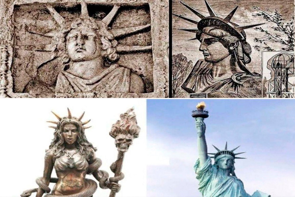 Богини древних времен. Статуя свободы это богиня тьмы Геката. Богиня тьмы. Древняя богиня с рогами фигурки. Античные боги Афина летний сад.